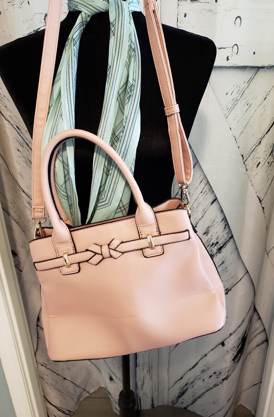 Stylish Women's Pink Satchel Handbag - Classic Structured Tote